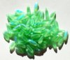 100 3x11mm Matte Transparent Peridot AB Dagger Beads